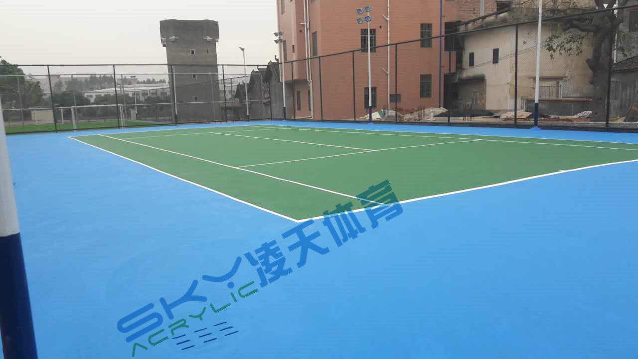丙烯酸球场案例：广州市增城石迳村丙烯酸网球