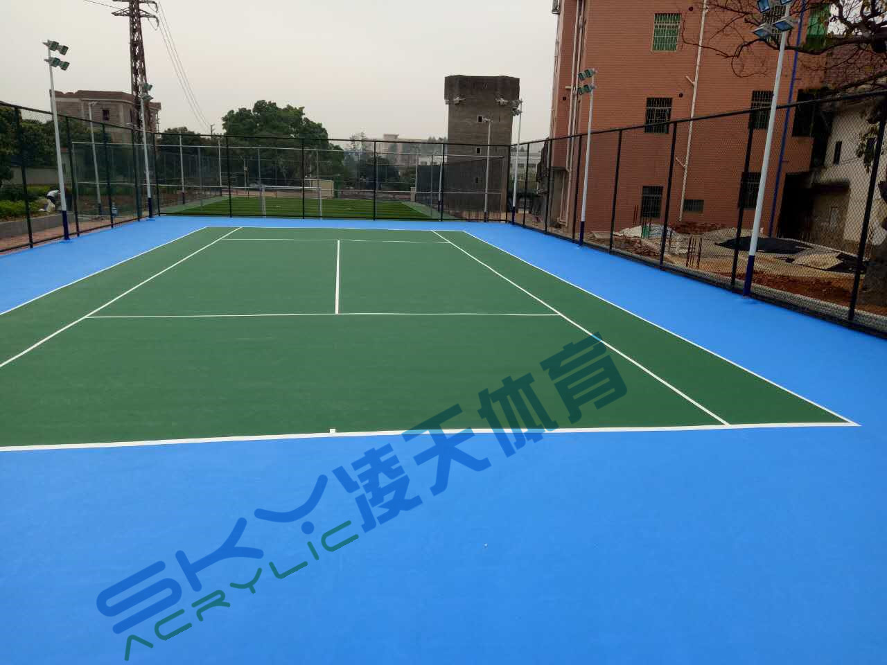 丙烯酸球场案例：广州市增城石迳村丙烯酸网球