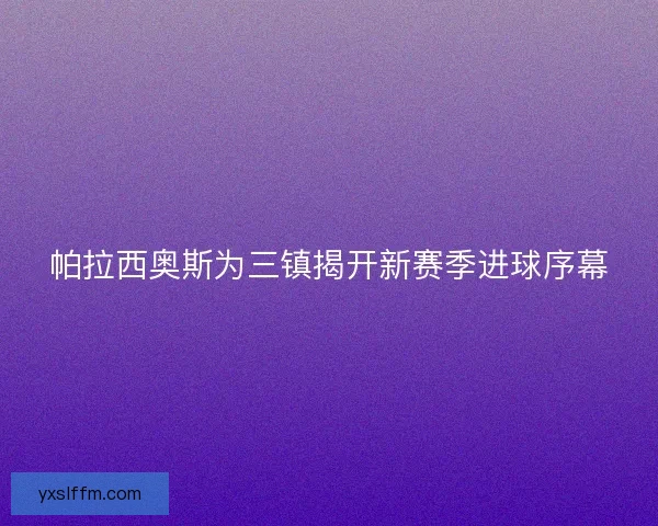 帕拉西奥斯为三镇揭开新赛季进球序幕